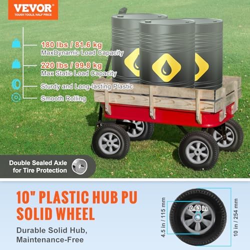 VEVOR 10-inch solid PU wheel tread detail for strong traction on tough surfaces.