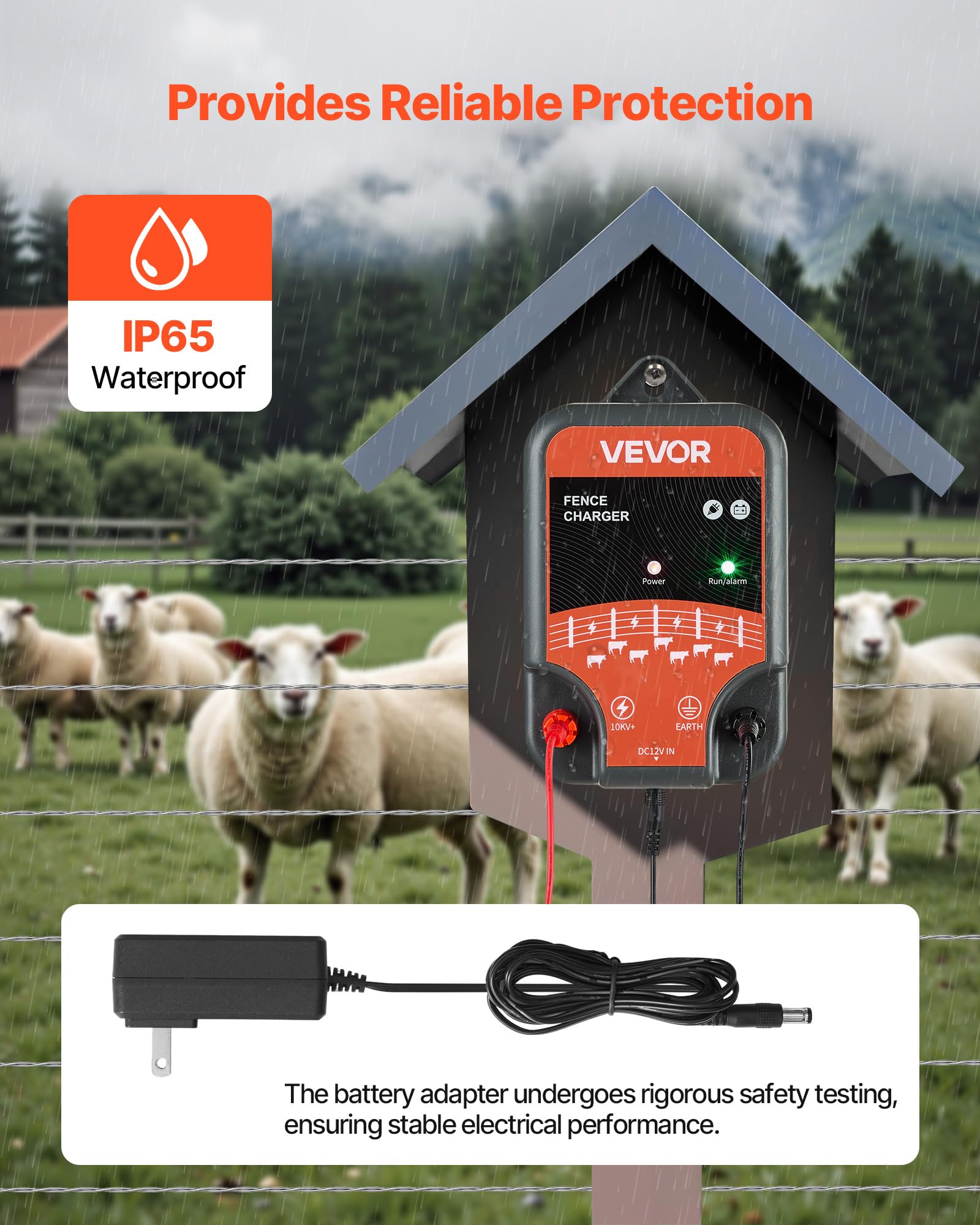 VEVOR 10kV 2J output demonstrates high-energy pulse for effective fencing.