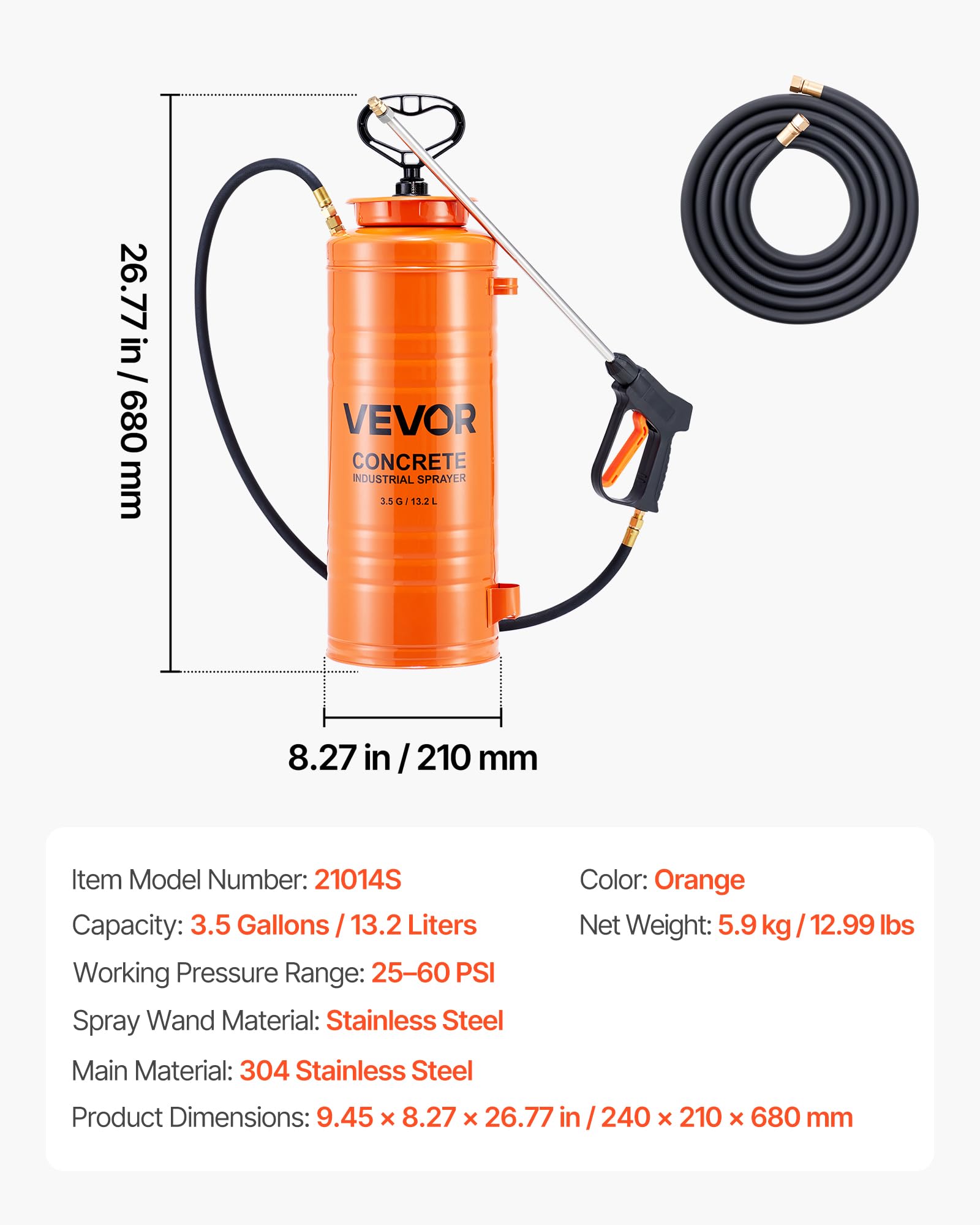 VEVOR 120-inch reinforced hose adds extra reach on site