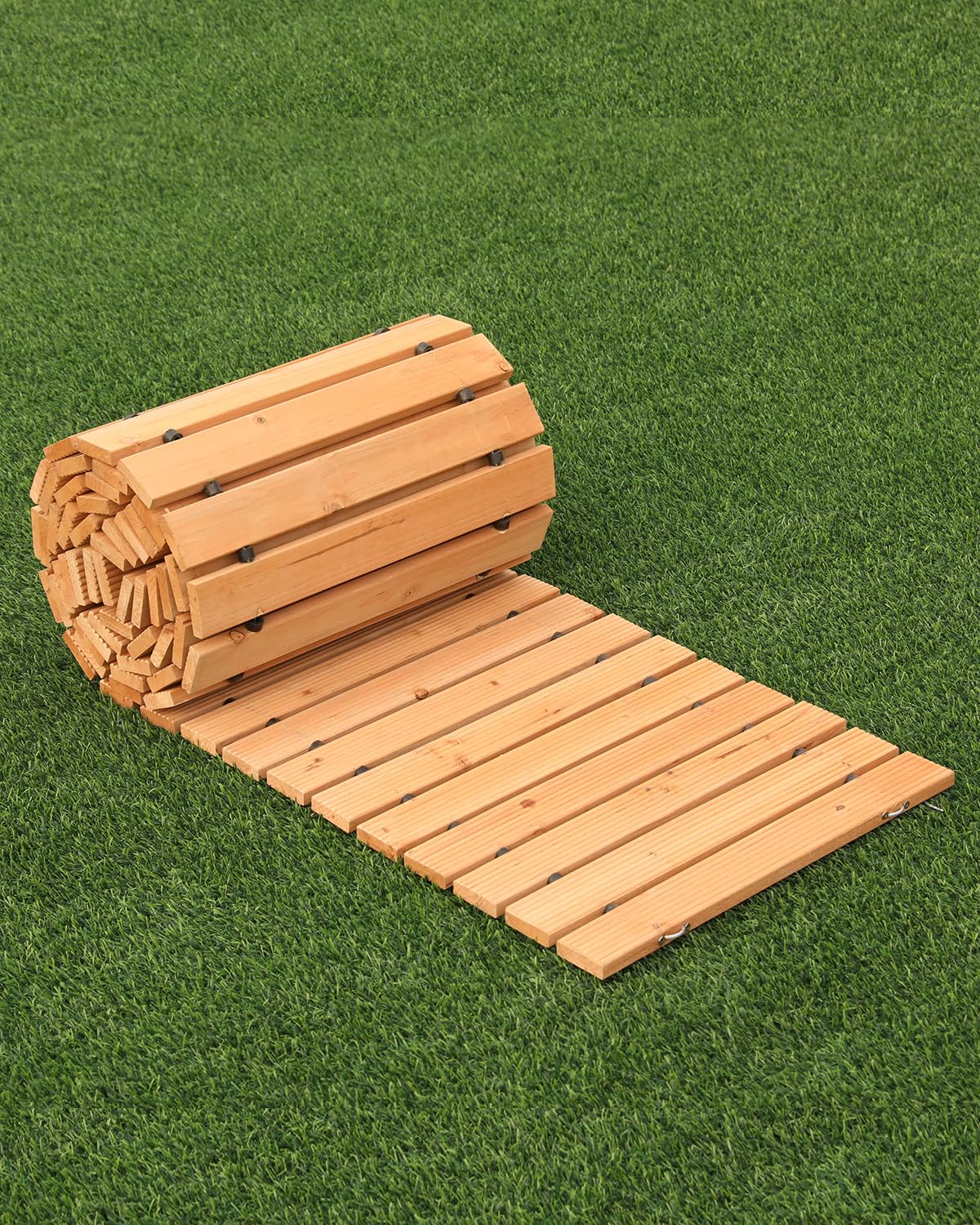 VEVOR 12ft cedar garden walkway rollout, brown, provides smooth outdoor path and easy shoe cleaning.