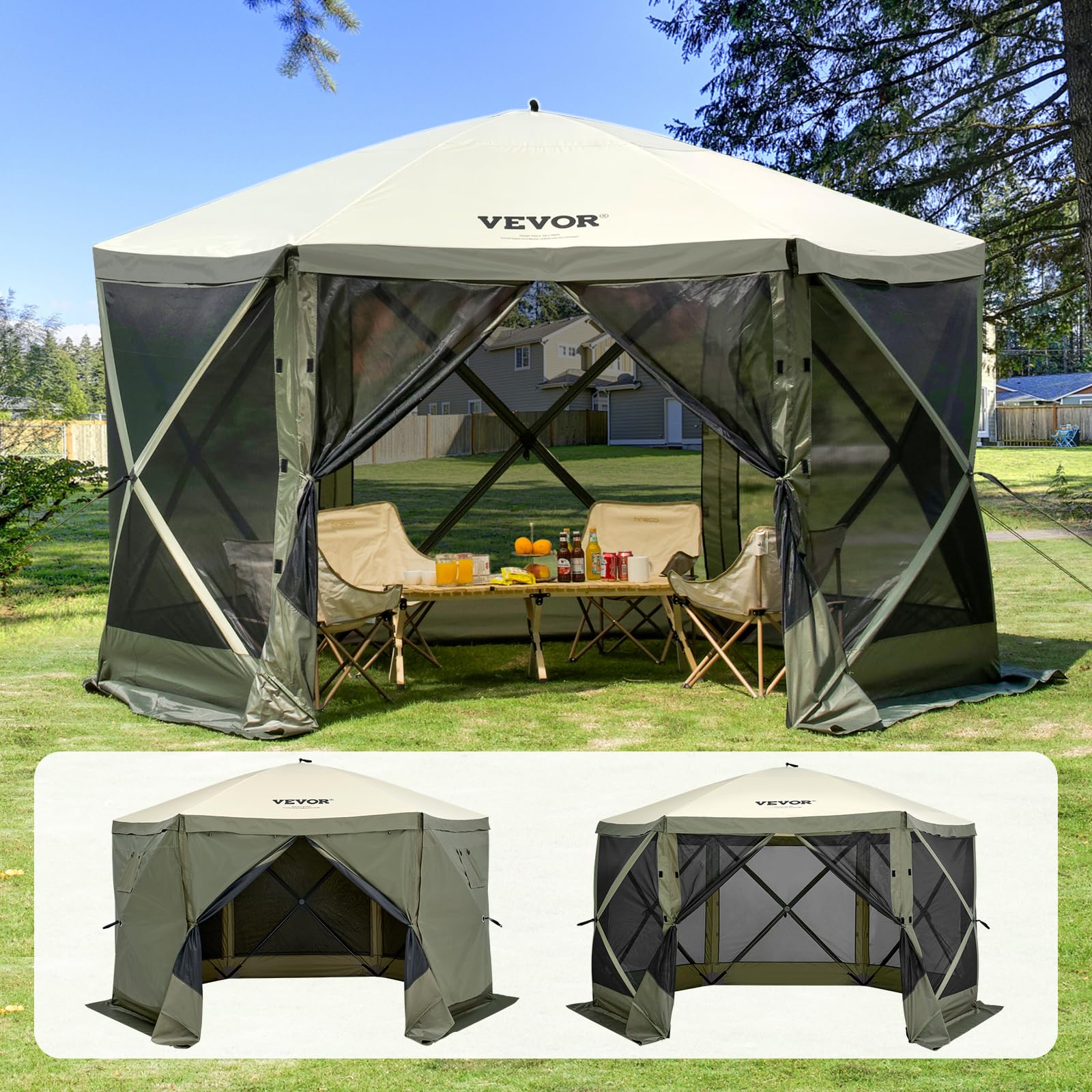 VEVOR 12x12ft pop-up gazebo with mosquito netting for insect-free outdoor lounging