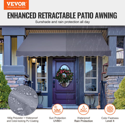VEVOR wall-mounted retractable canopy provides flexible balcony shade