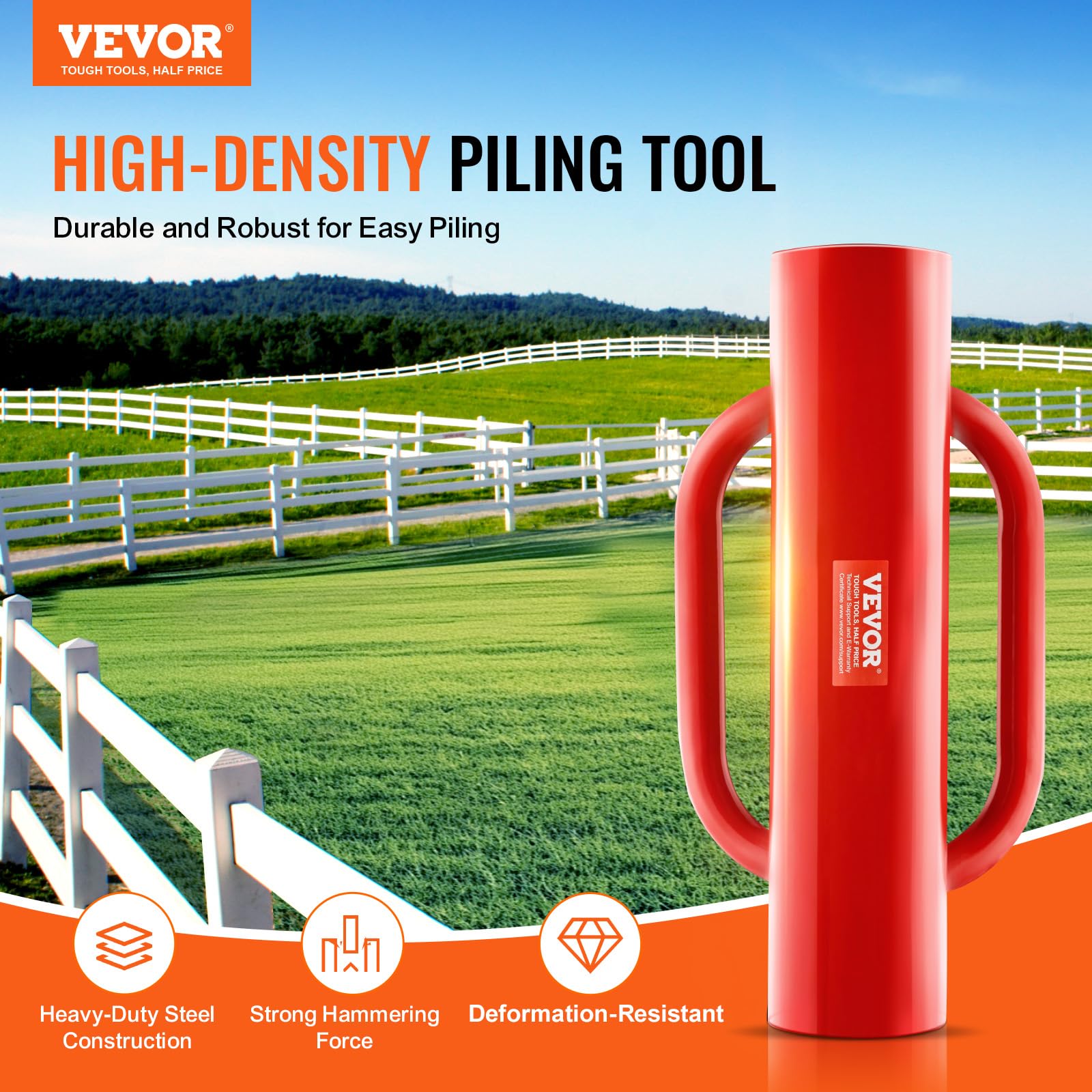 VEVOR 14lb heavy-duty pile driver for efficient manual fencing and stake installation.