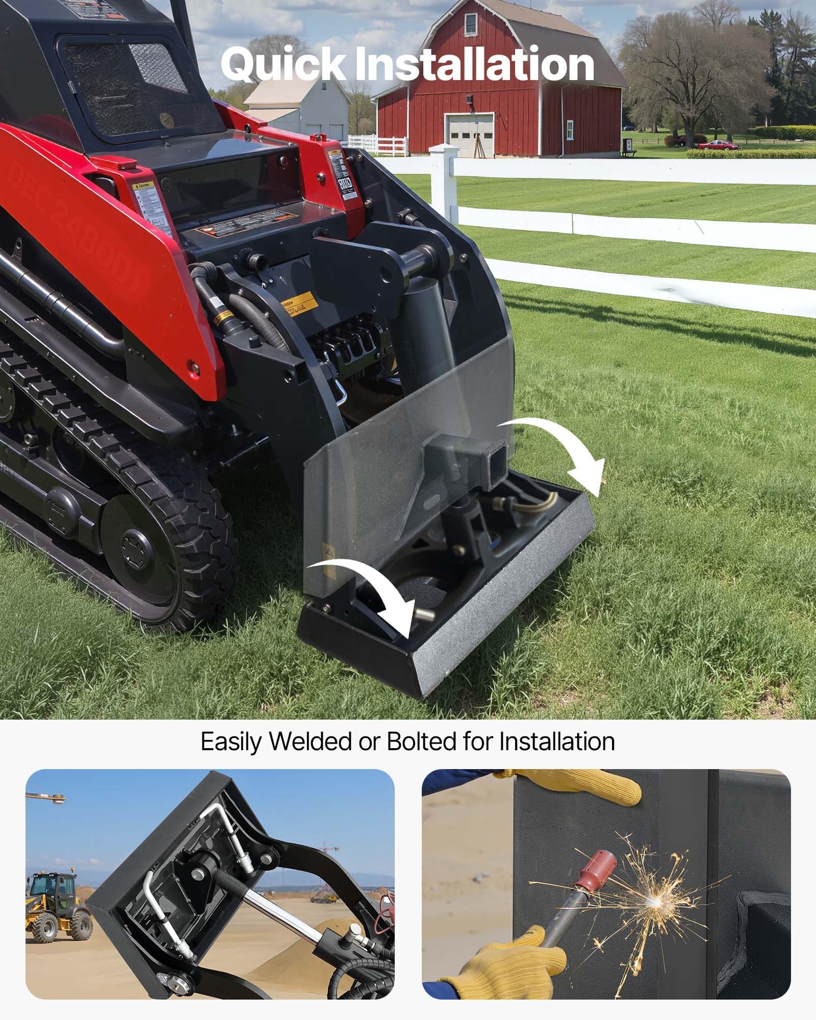 VEVOR 1500-lb capacity supports heavy attachments on demanding jobs.
