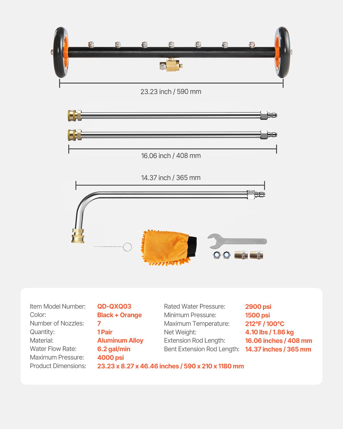 VEVOR 16-inch extension rod to clean without bending
