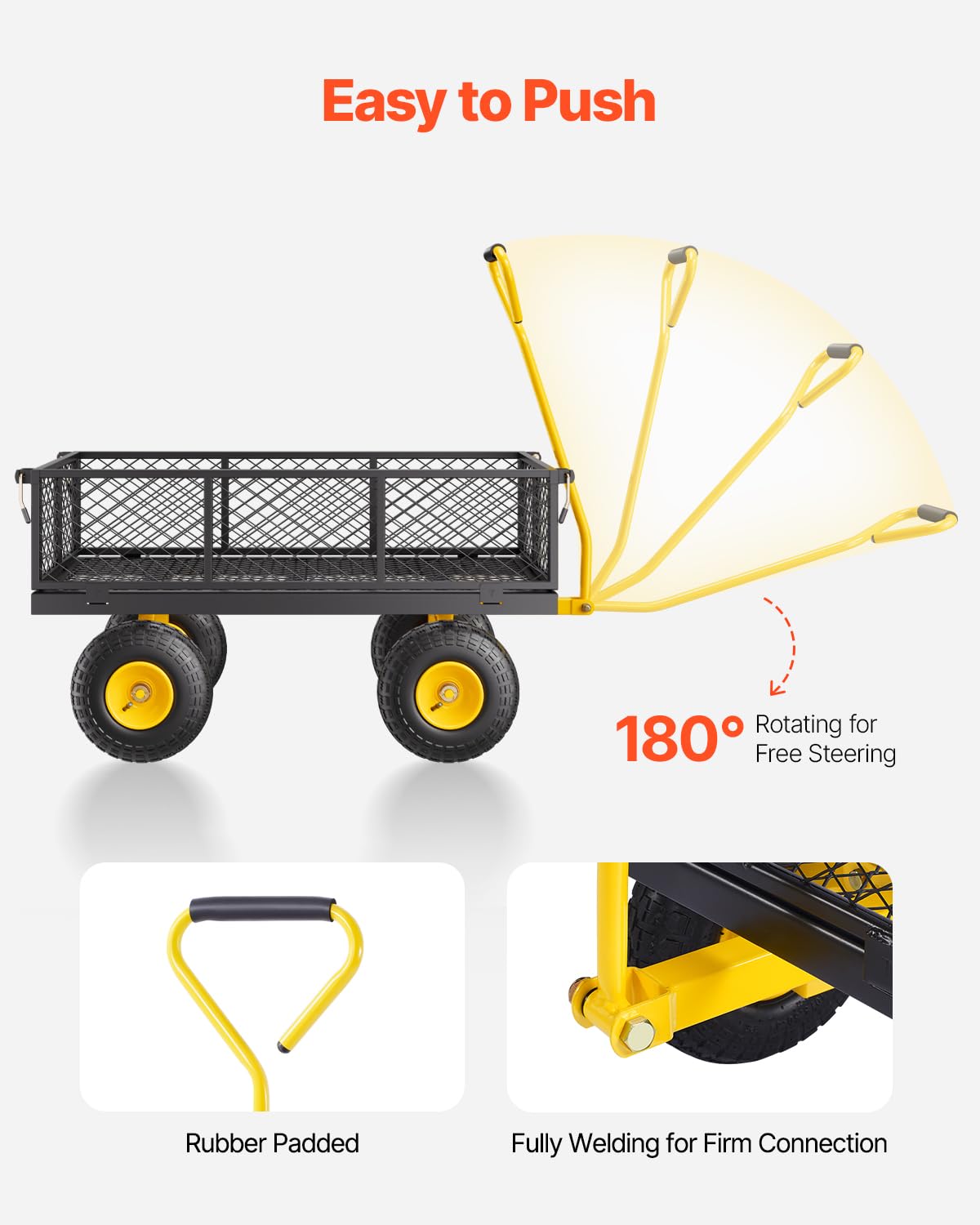 VEVOR 180-degree rotating handle improves maneuverability in tight garden spaces