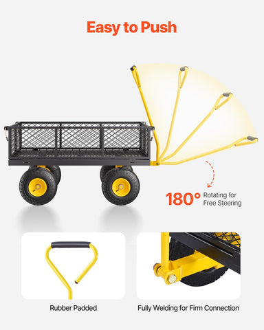 VEVOR 180-degree rotating handle improves maneuverability in tight garden spaces