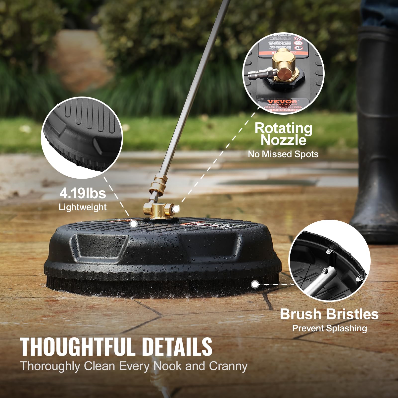 VEVOR 180-degree rotating connector adds flexible positioning during cleaning