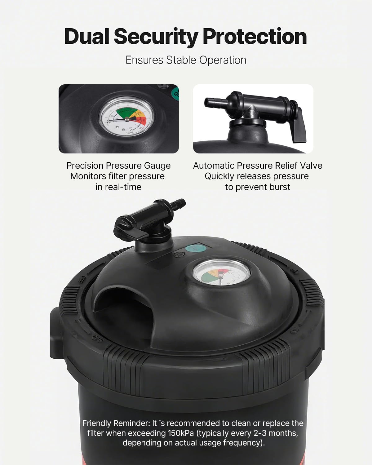 VEVOR 2026 Pro pool filter 50 micron filtration for clearer water.