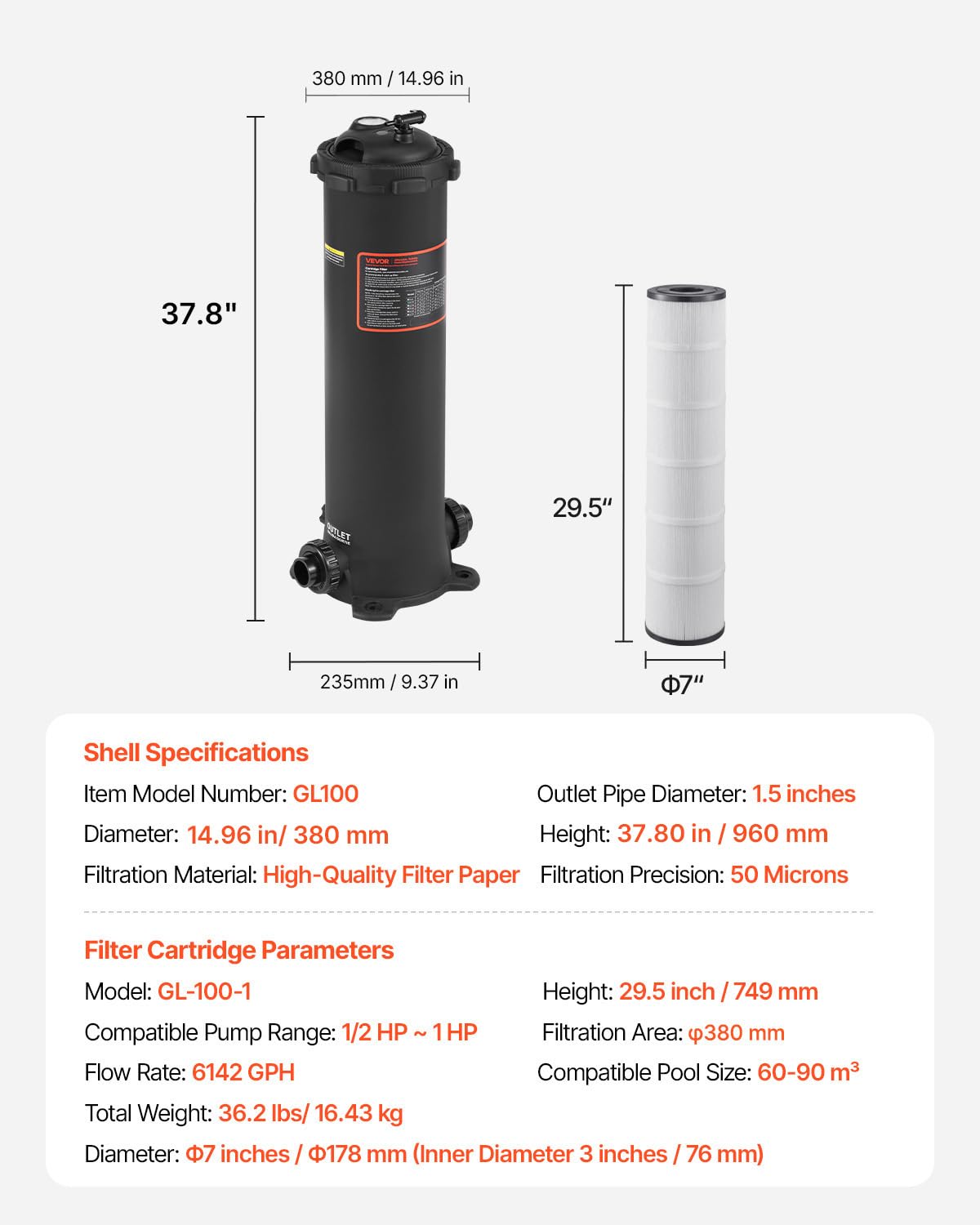 VEVOR 2026 Pro pool filter durable shell built to withstand weather.