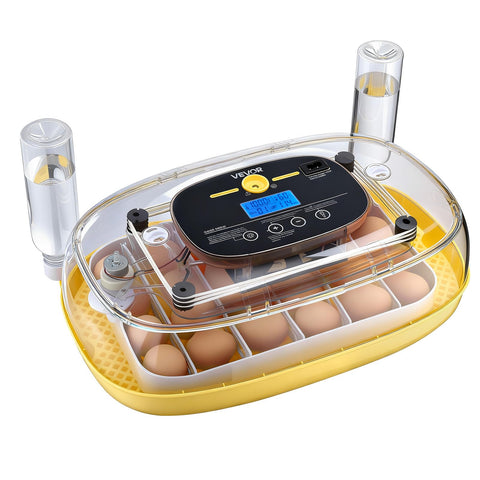 VEVOR 24 egg incubator front view with clear window for easy observation.