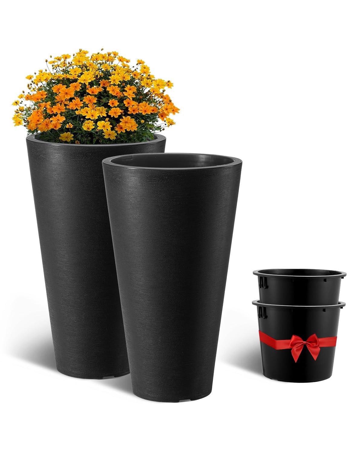 VEVOR 24in tall planter front view, ideal for porches and entryways