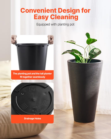 VEVOR 24in tall planter side profile complements modern and rustic spaces