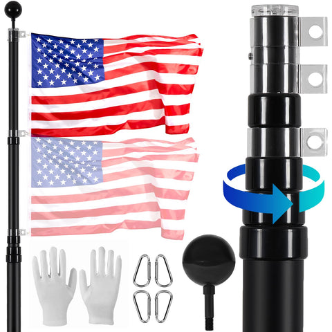 VEVOR 25ft telescoping flag pole assembled in-ground for sturdy outdoor display.