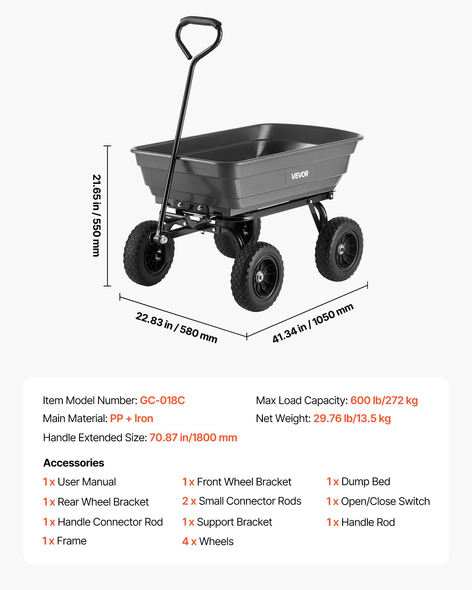 VEVOR 270-degree turning radius aids tight path navigation
