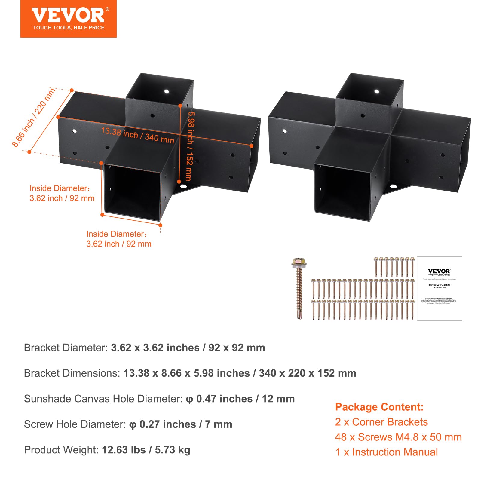 VEVOR 2mm carbon steel close-up emphasizing rust-resistant coating.