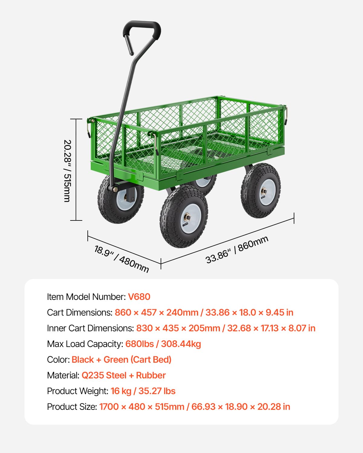 VEVOR 360-degree wheels deliver smooth movement on grass mud rocks and snow