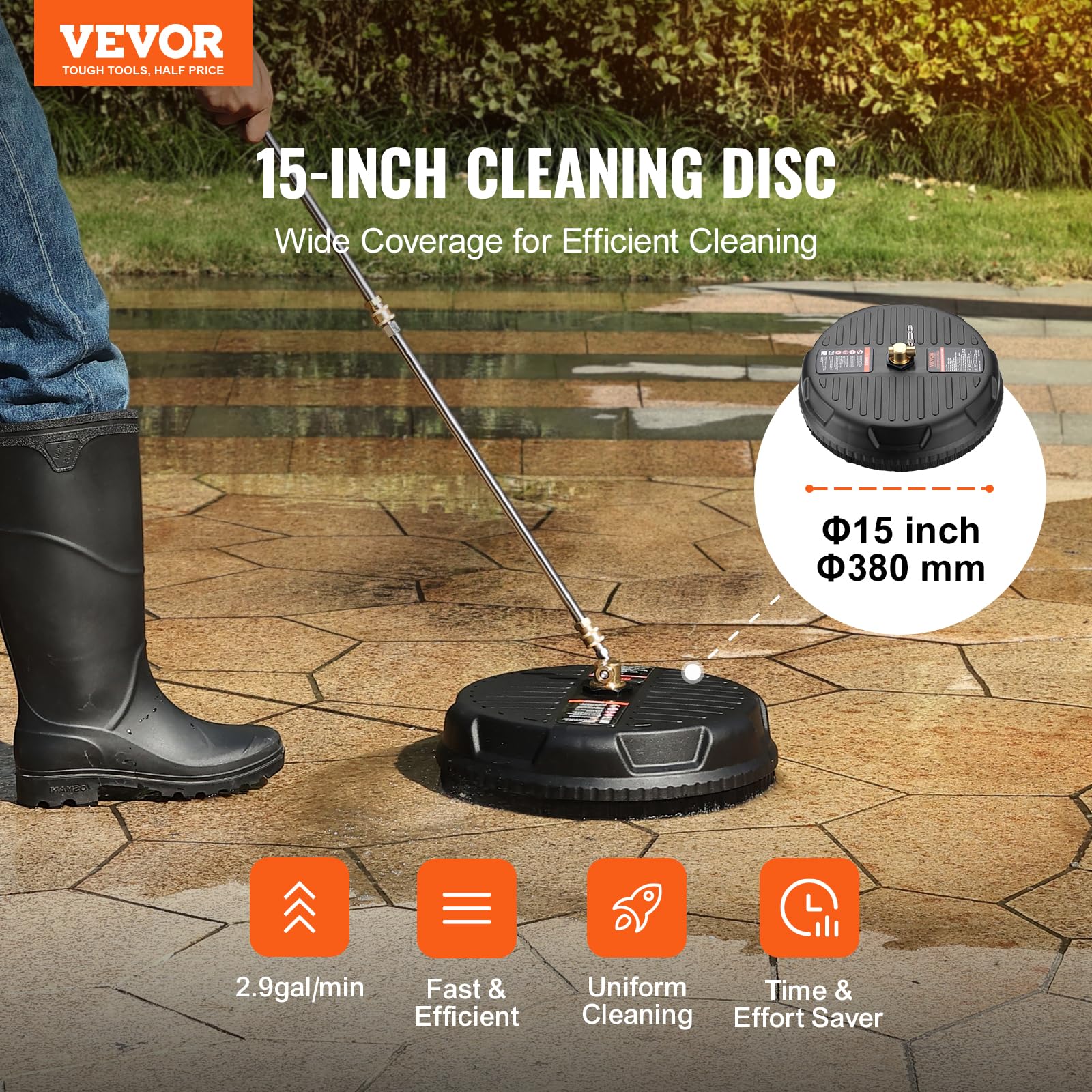 VEVOR 360 rapid dual-nozzle rotation in action for thorough cleaning