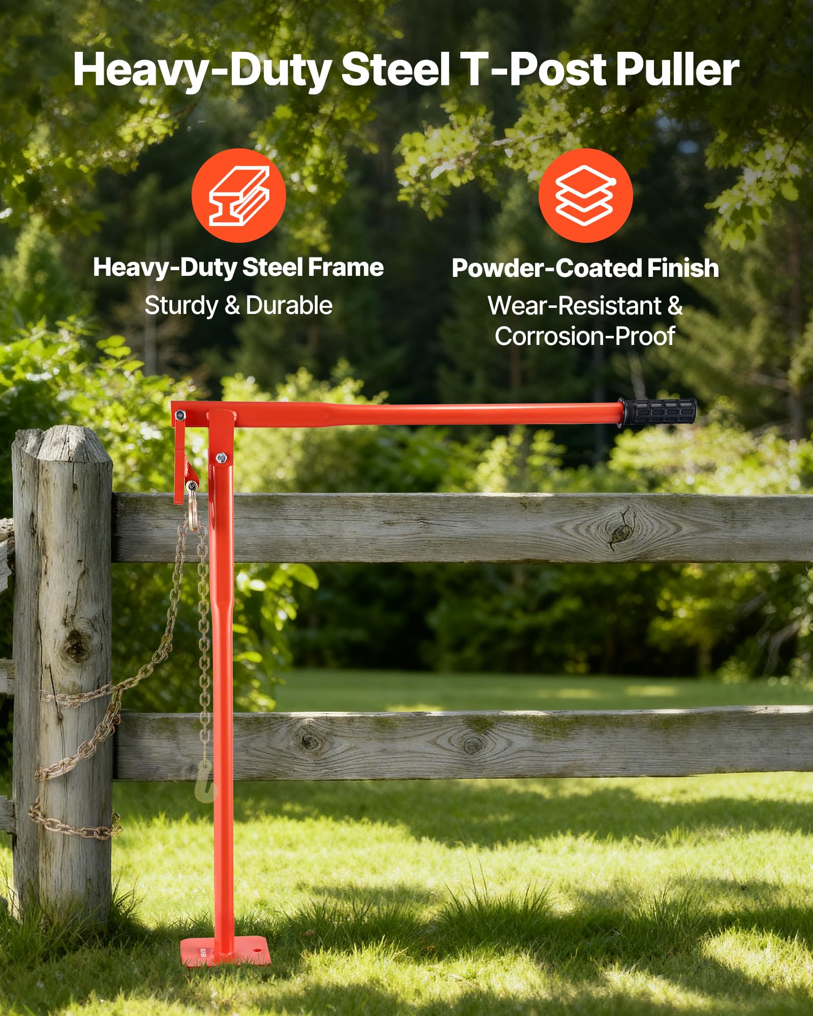 Lever-saving action of the VEVOR T-Post Puller reduces effort during extraction.