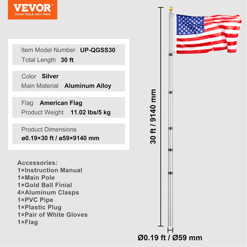 VEVOR 100% polyester flag with brass grommets for easy mounting.