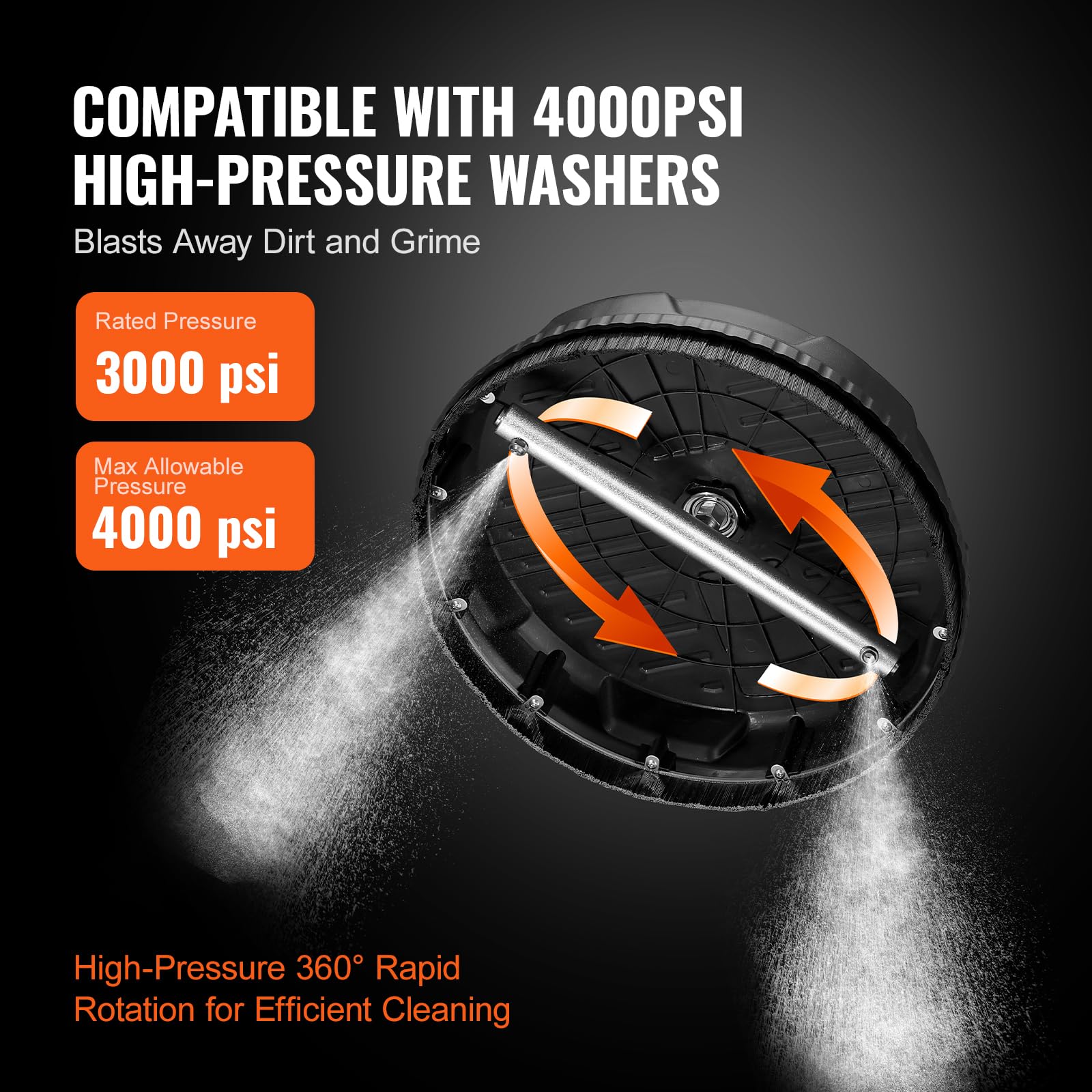 VEVOR 4000 PSI maximum pressure boosts tough grime removal on concrete