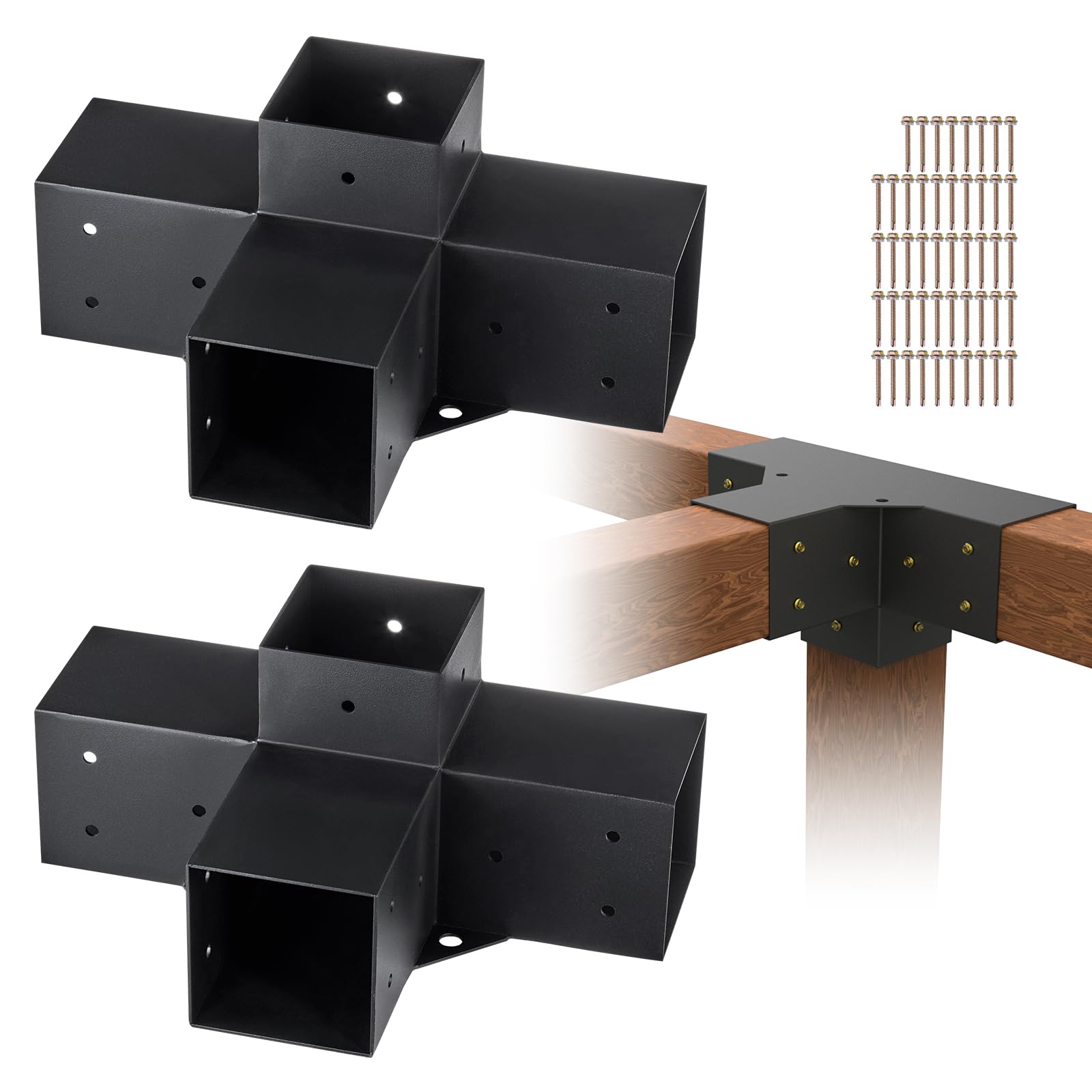 VEVOR 4x4 pergola bracket side view for sturdy outdoor beam support.