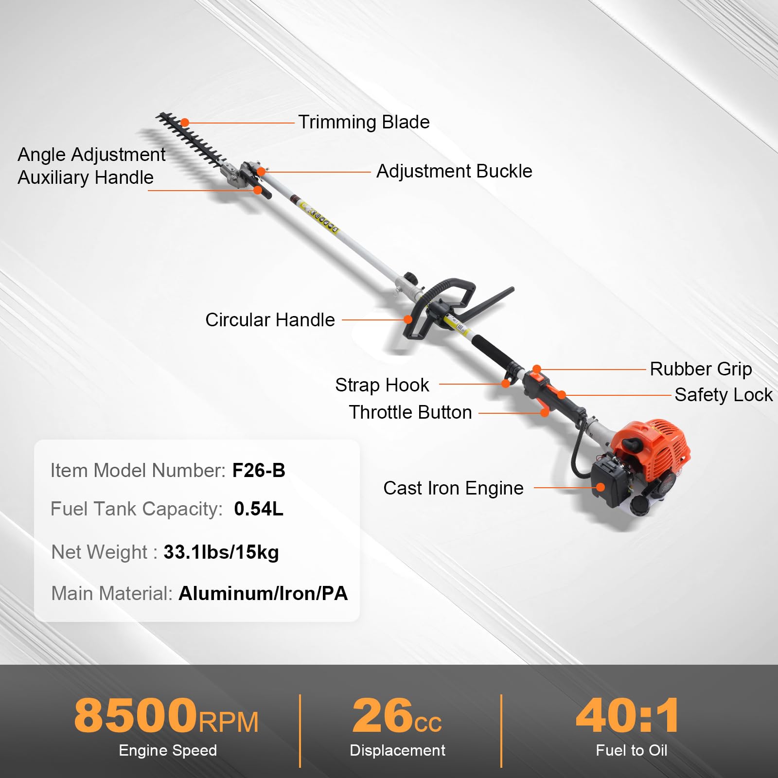 VEVOR trimmer head and grass guard reduce debris.