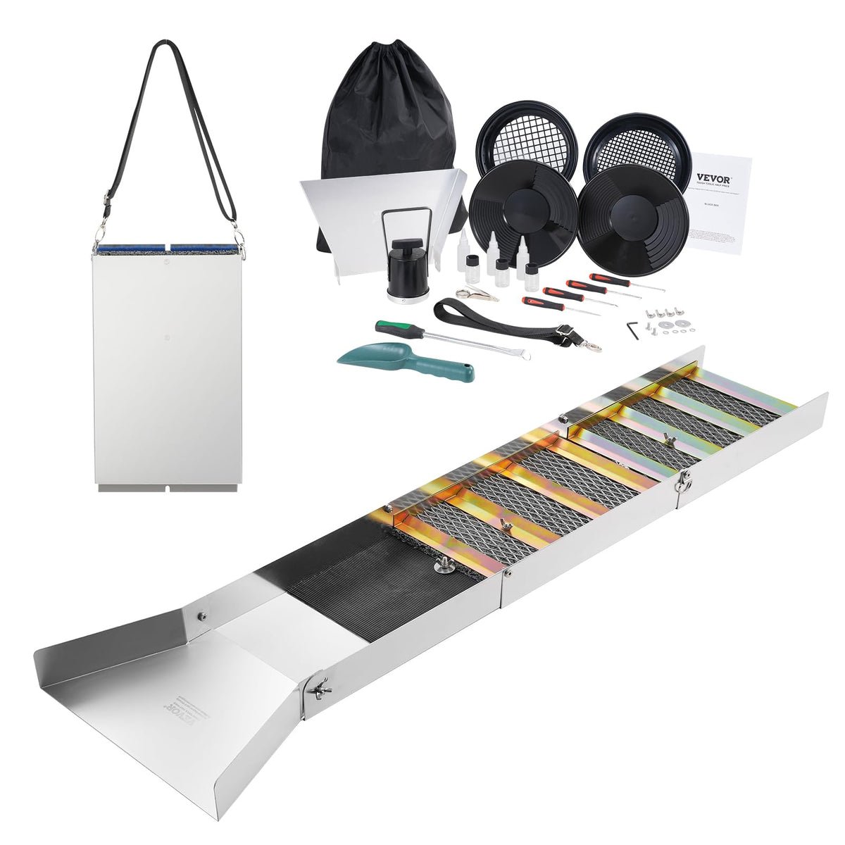 VEVOR complete sluice box in action for field-ready gold prospecting efficiency.