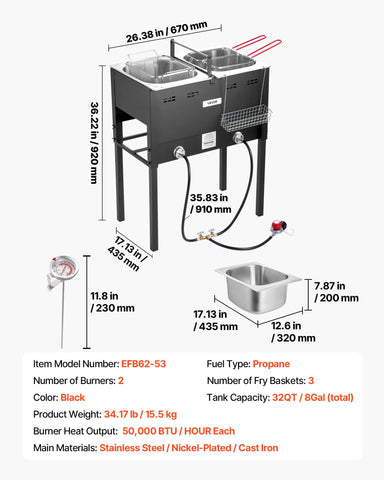 VEVOR dual-tank design supports large batches with fewer oil changes
