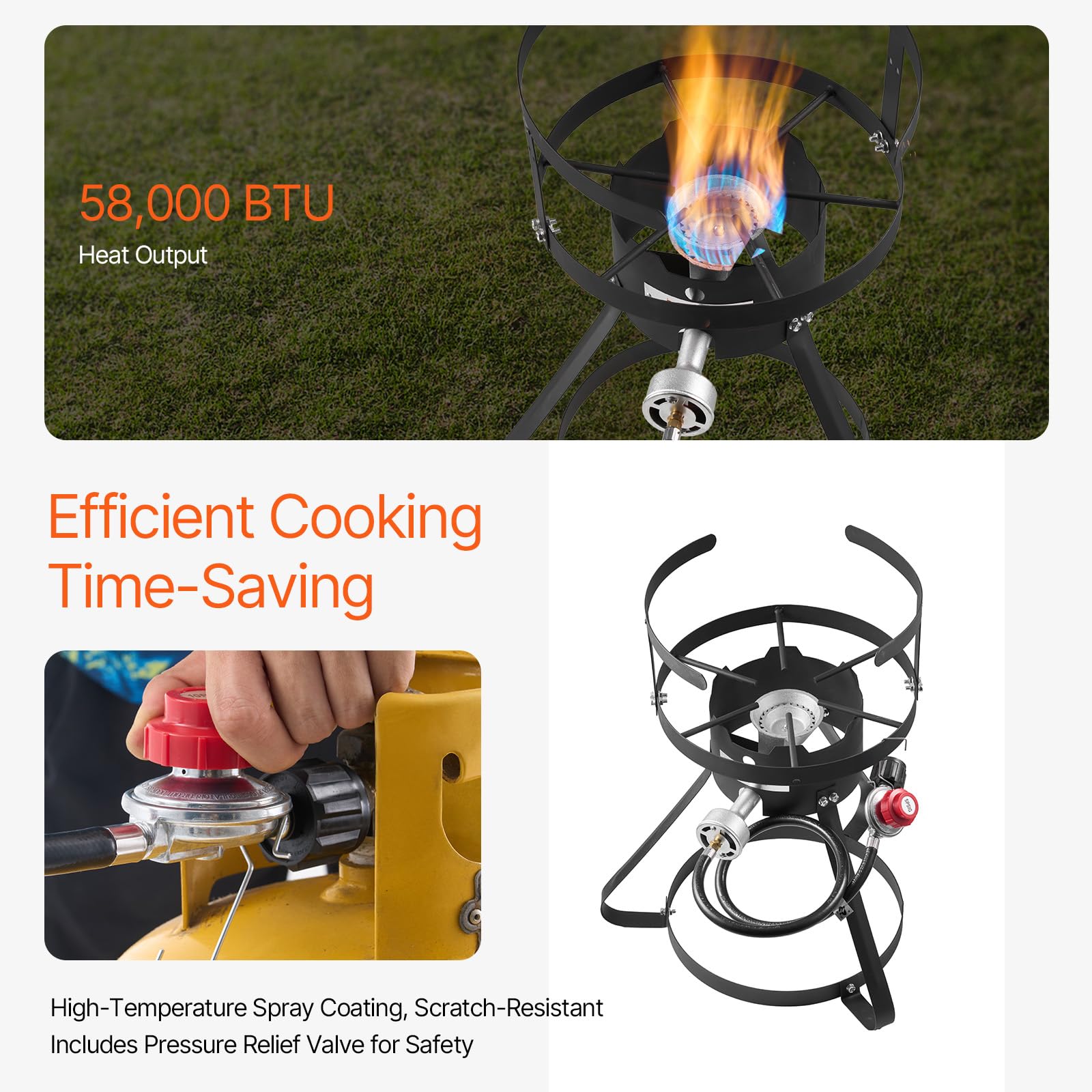 VEVOR 54,000 BTU propane burner delivers fast outdoor frying