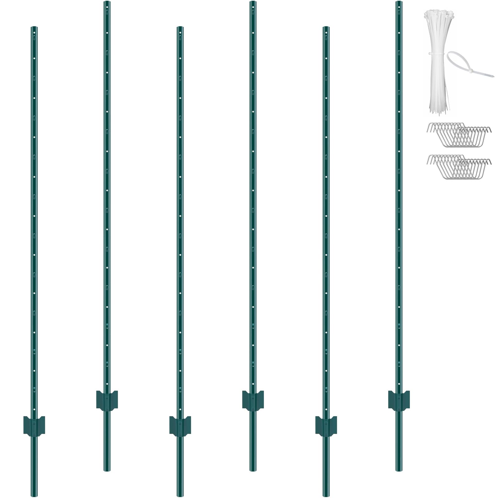 VEVOR 6-foot U-channel fence post ready for sturdy garden fencing installation