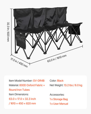 VEVOR 600D oxford fabric bench for durable, weather-resistant performance.