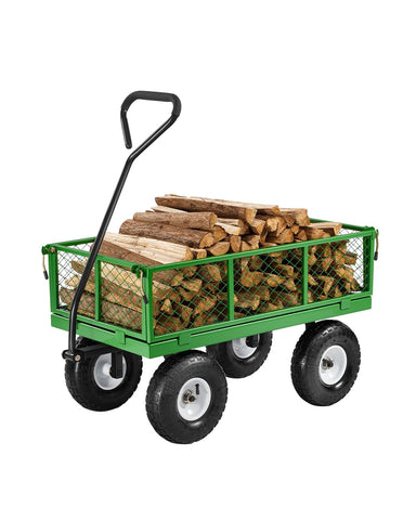 VEVOR 680-lb steel garden cart on wheels with 10-inch tires for heavy outdoor hauling