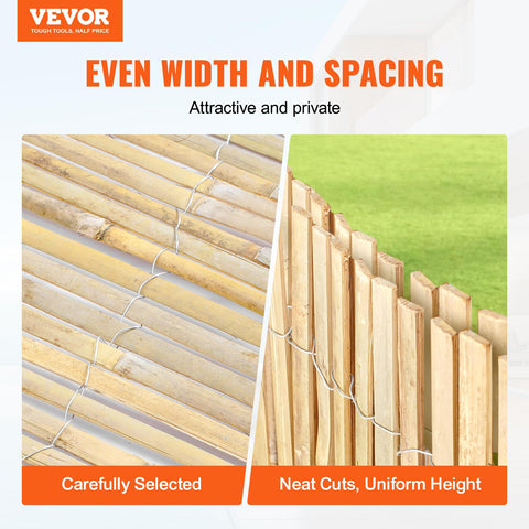 VEVOR 6ft bamboo fence panel side view shows privacy and airflow