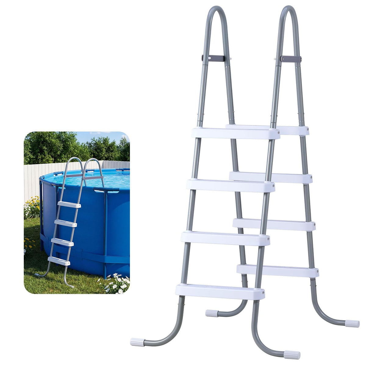 VEVOR above-ground pool ladder full assembly view for sturdy setup.