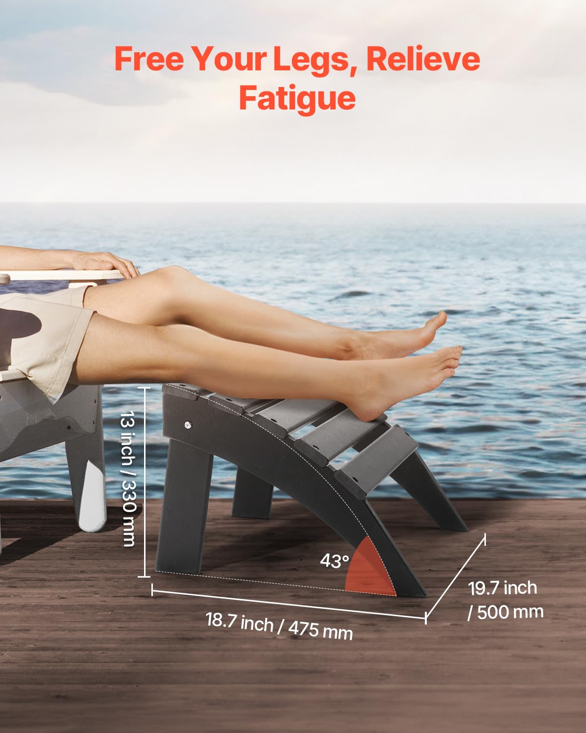 VEVOR Adirondack Ottoman durable HDPE resists cracking and fading for year-round patio use.