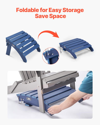 VEVOR Adirondack ottoman demonstrates ergonomic dimensions for comfy leg support.