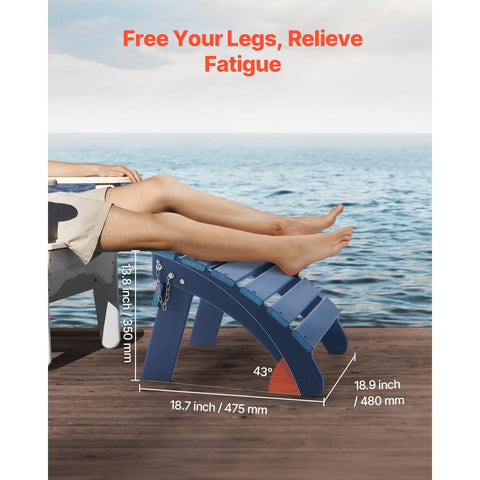 VEVOR Adirondack ottoman folds flat for compact storage under chairs.