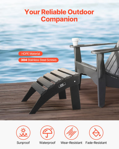 VEVOR Adirondack Ottoman weather-resistant design offers long-lasting durability against sun and rain.