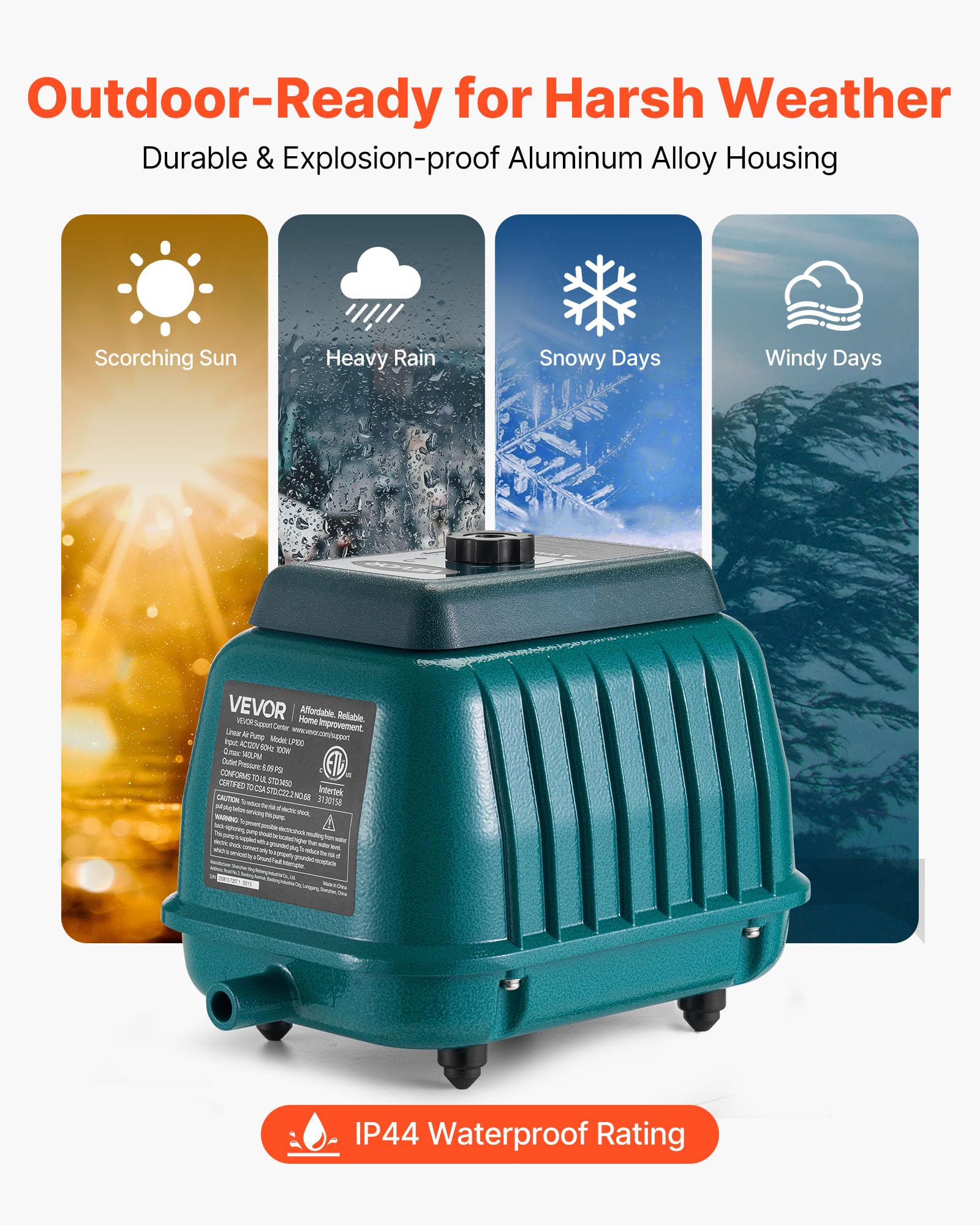 VEVOR pump pleated heat dissipation keeps equipment cooler during use