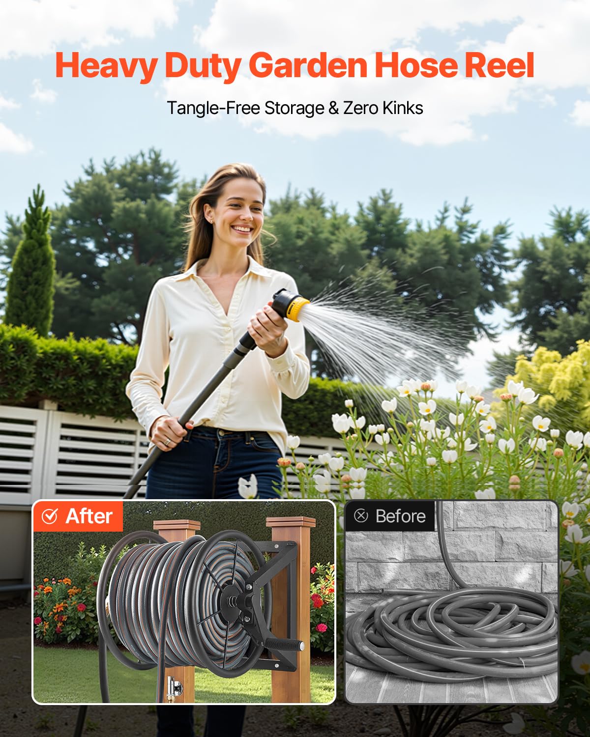 VEVOR all-weather steel construction resists rust and UV exposure for longevity.