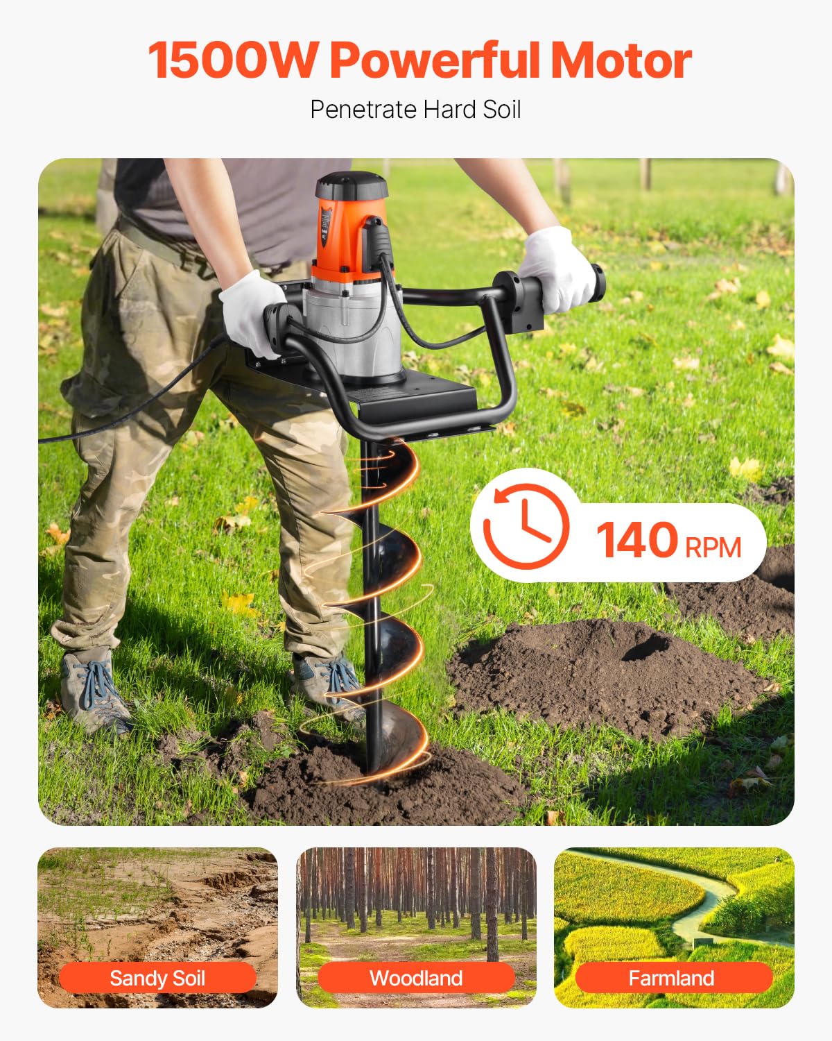 VEVOR alloy steel auger shows durability with protective coating