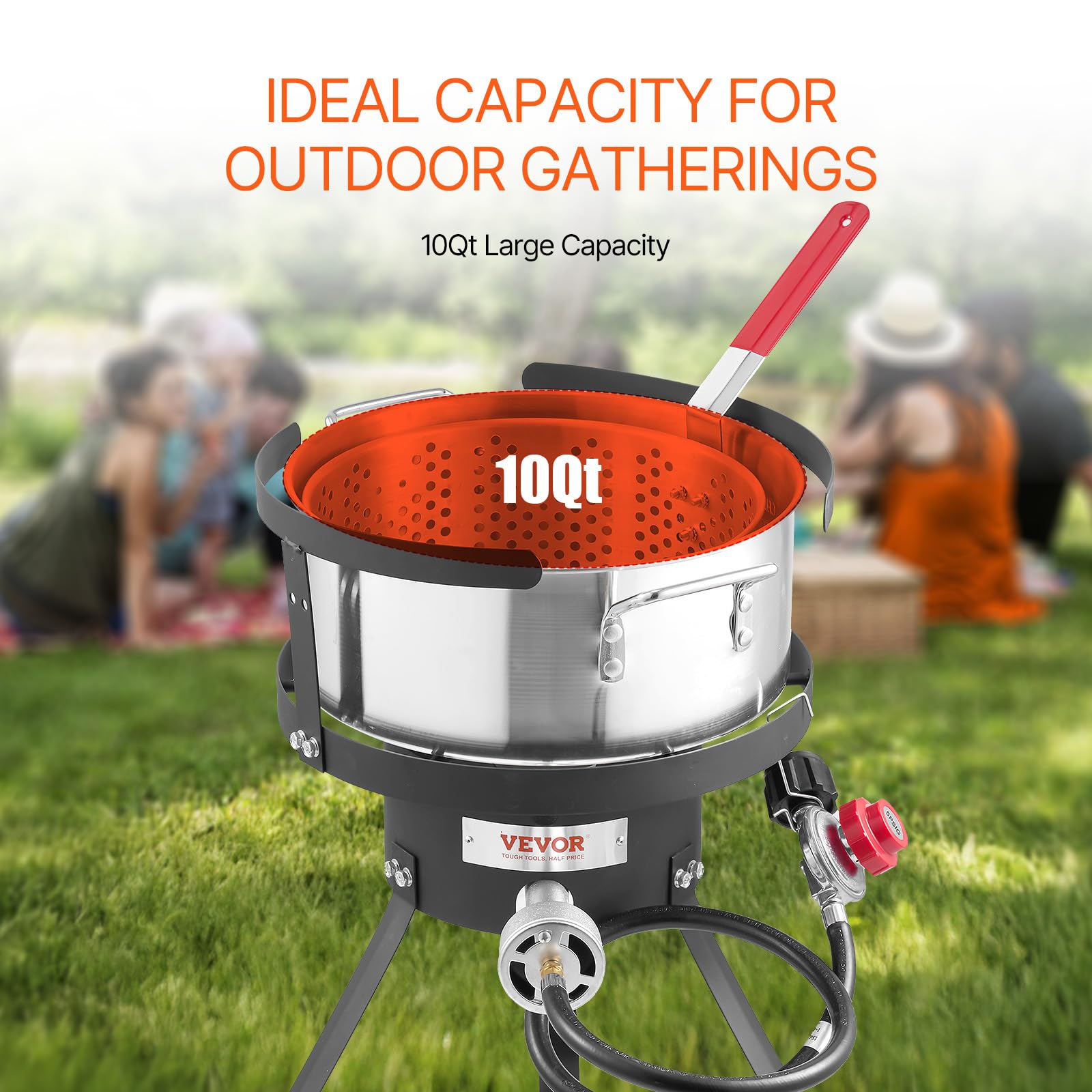 VEVOR aluminum deep fryer pot with safe, durable construction