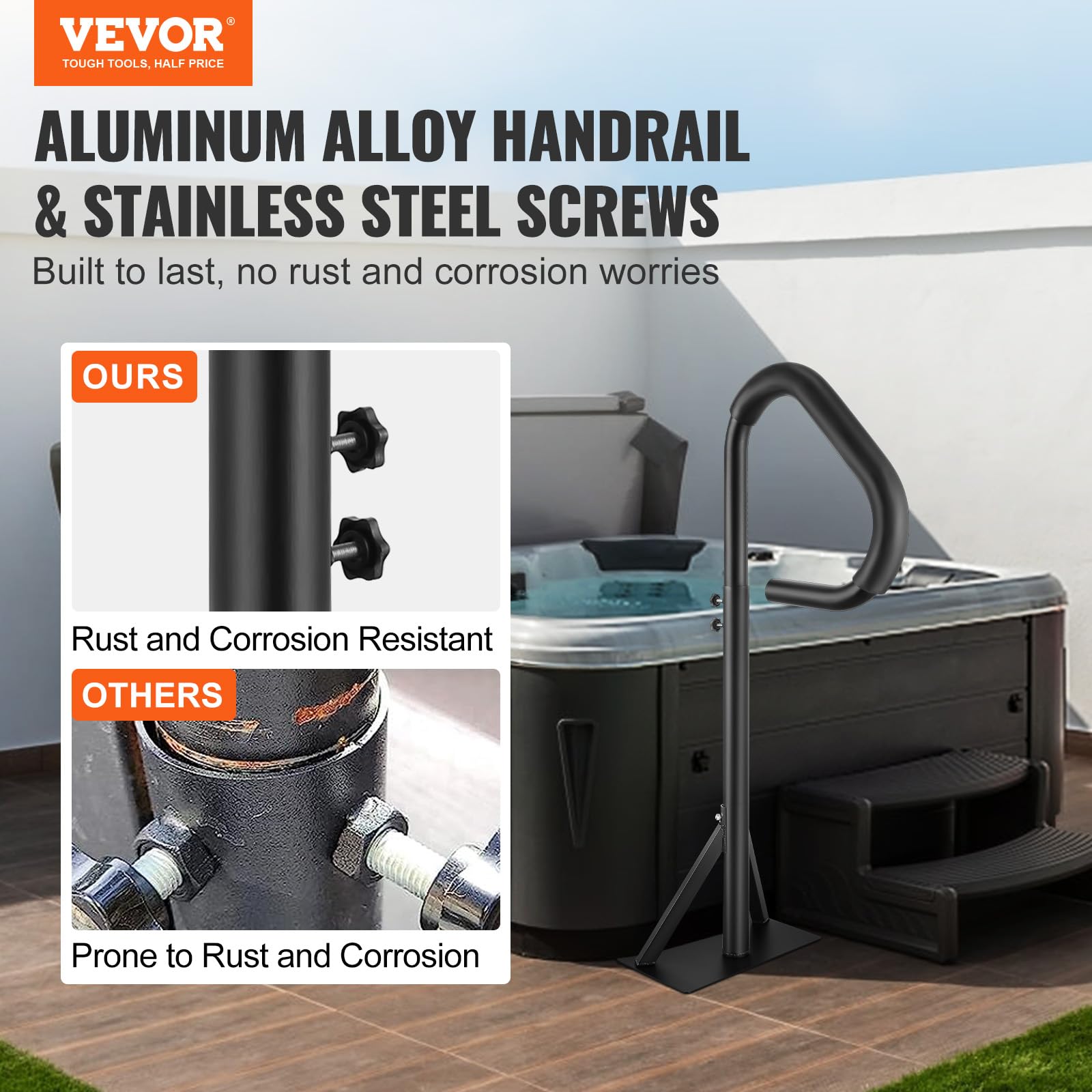 VEVOR rust-resistant aluminum construction keeps your spa area looking clean and durable