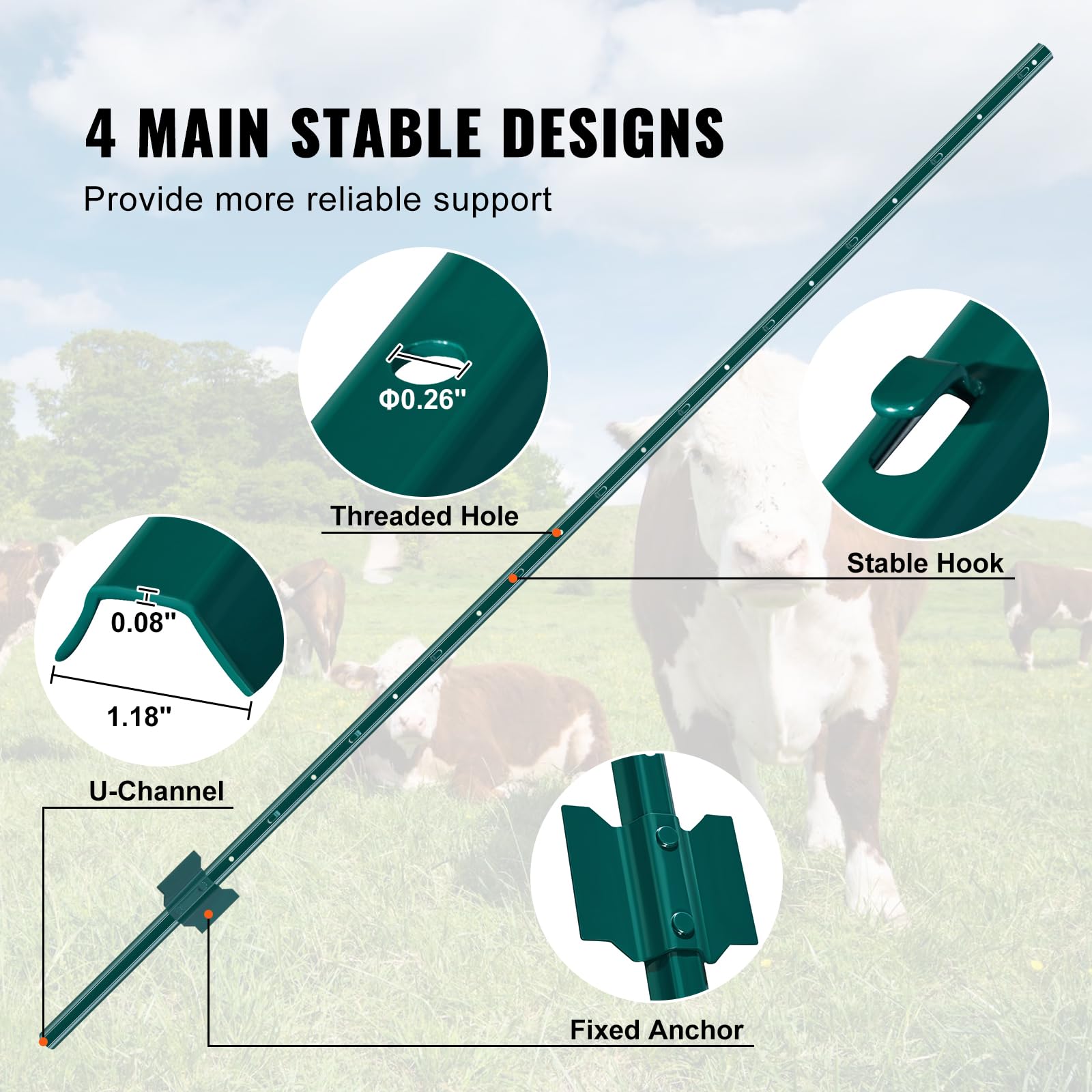 VEVOR anchor plate detail adds stability for fencing lines.