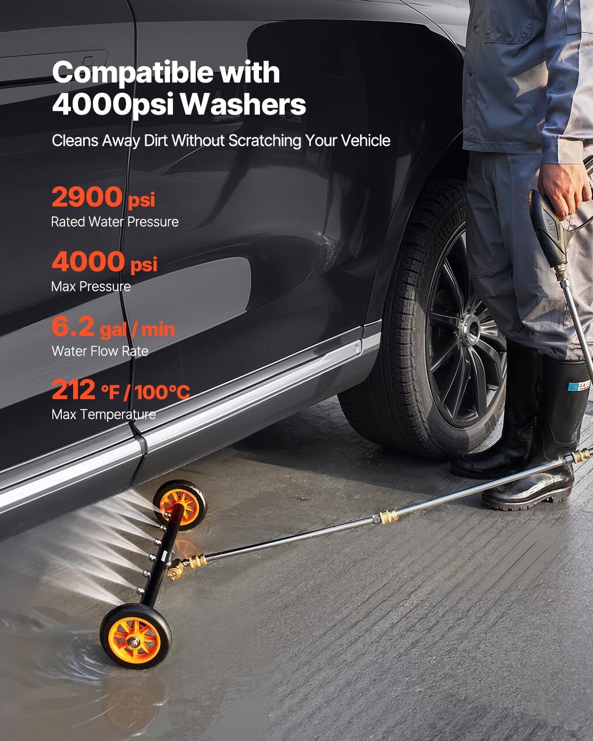 VEVOR angle adjustment for accessible cleaning around edges and undercarriage