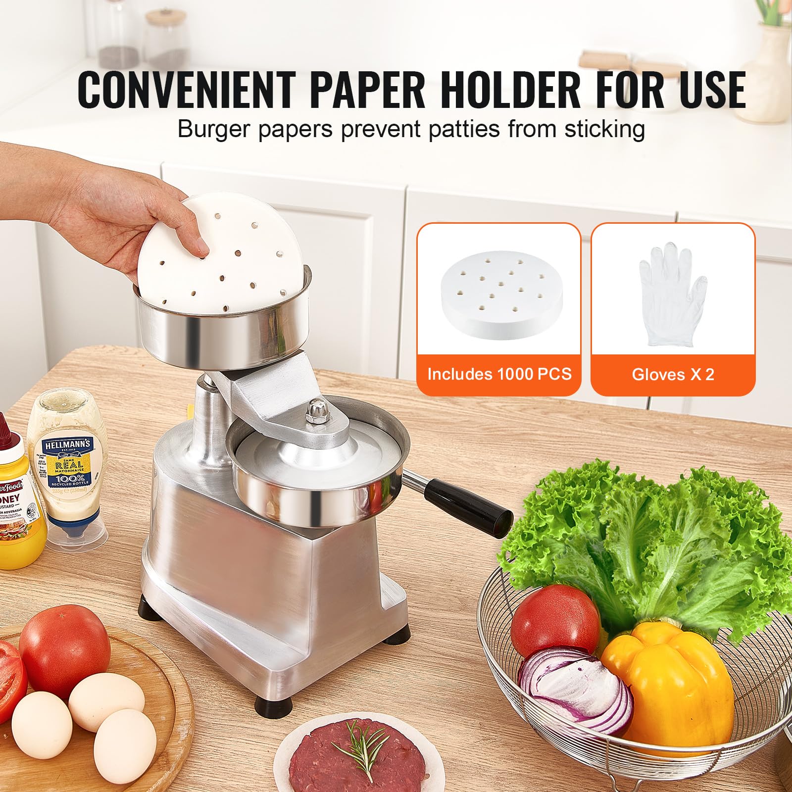VEVOR anodized aluminum body ensures durability and easy cleaning.