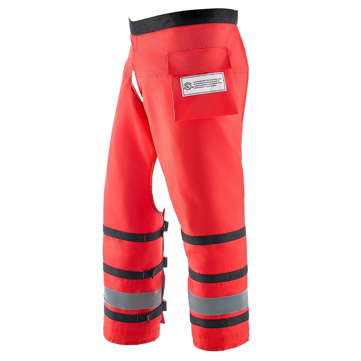 VEVOR apron style chainsaw chaps front view with adjustable belt for a secure fit