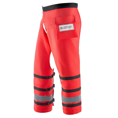 VEVOR apron style chainsaw chaps front view with adjustable belt for a secure fit