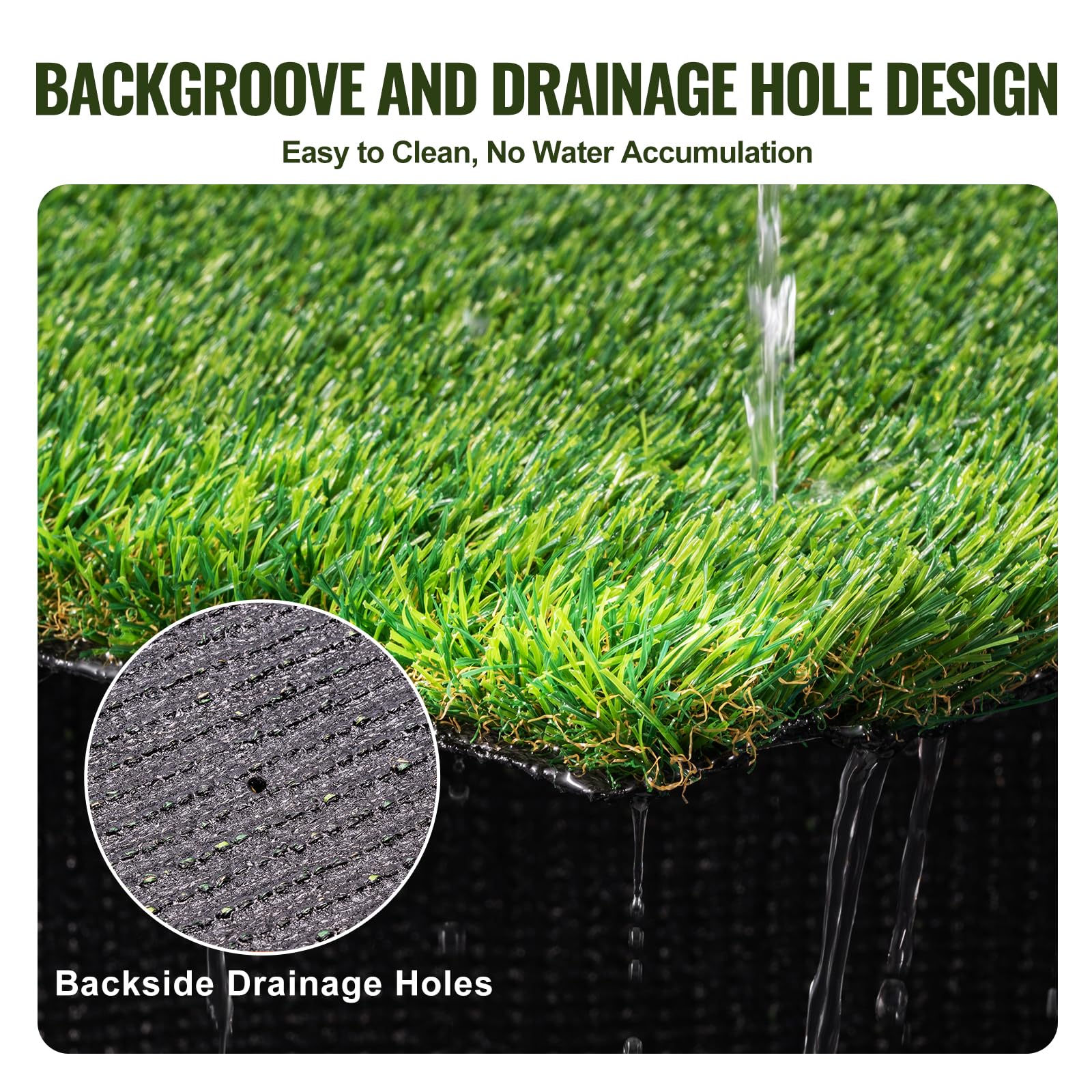 Drainage holes and groove design make cleaning quick and rain-ready.